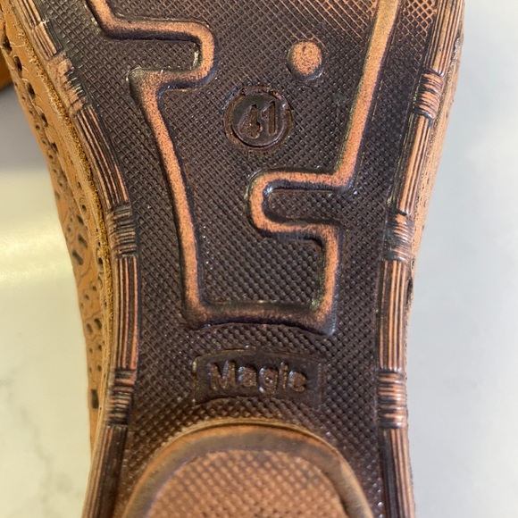 Bonavi / La Pinta Leather Wedge Slip on Sandal Tan Size 41 EU - Picture 6 of 9